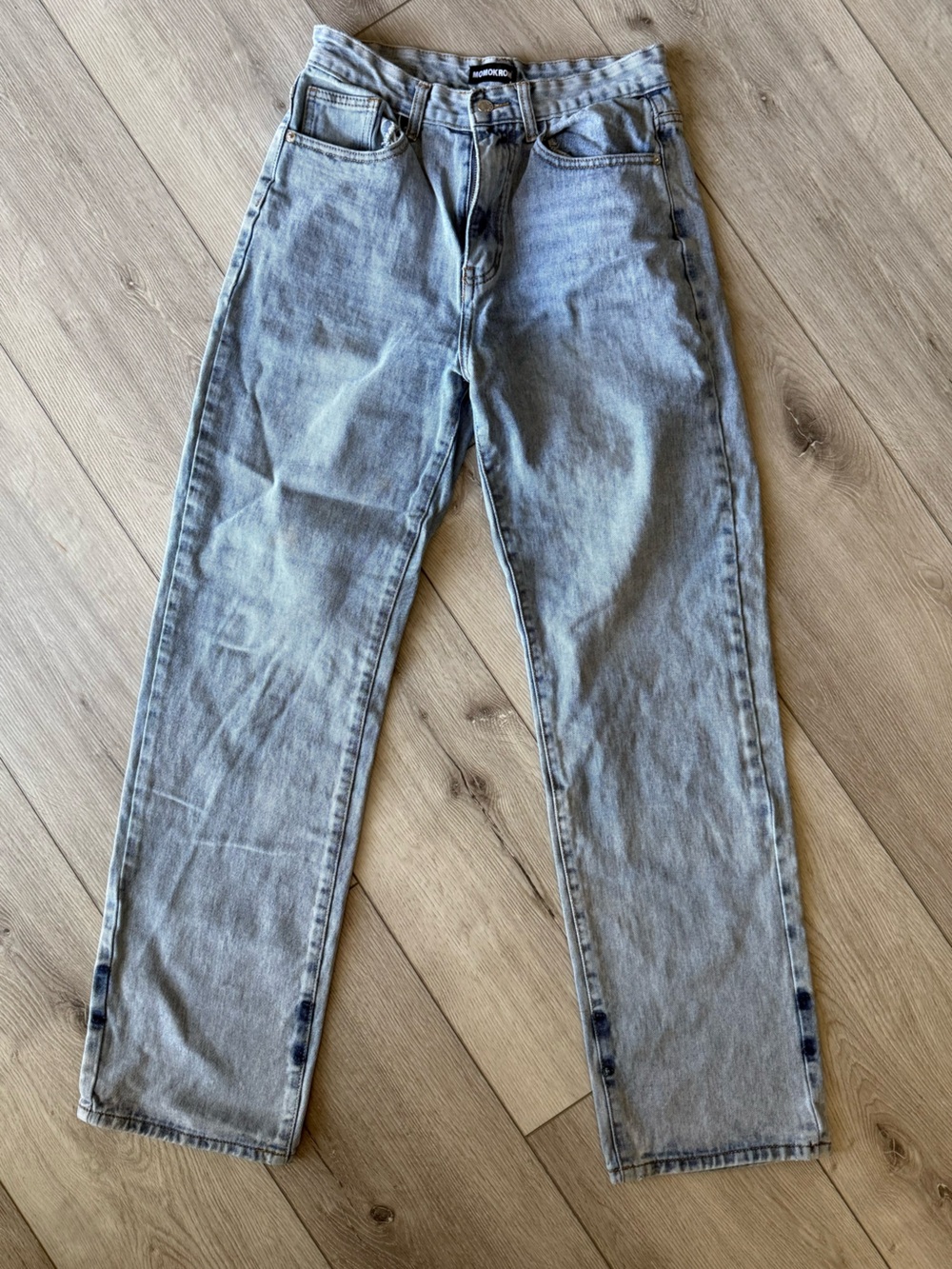 Nasty Gal MOMKROM Light Wash Straight Leg Jeans